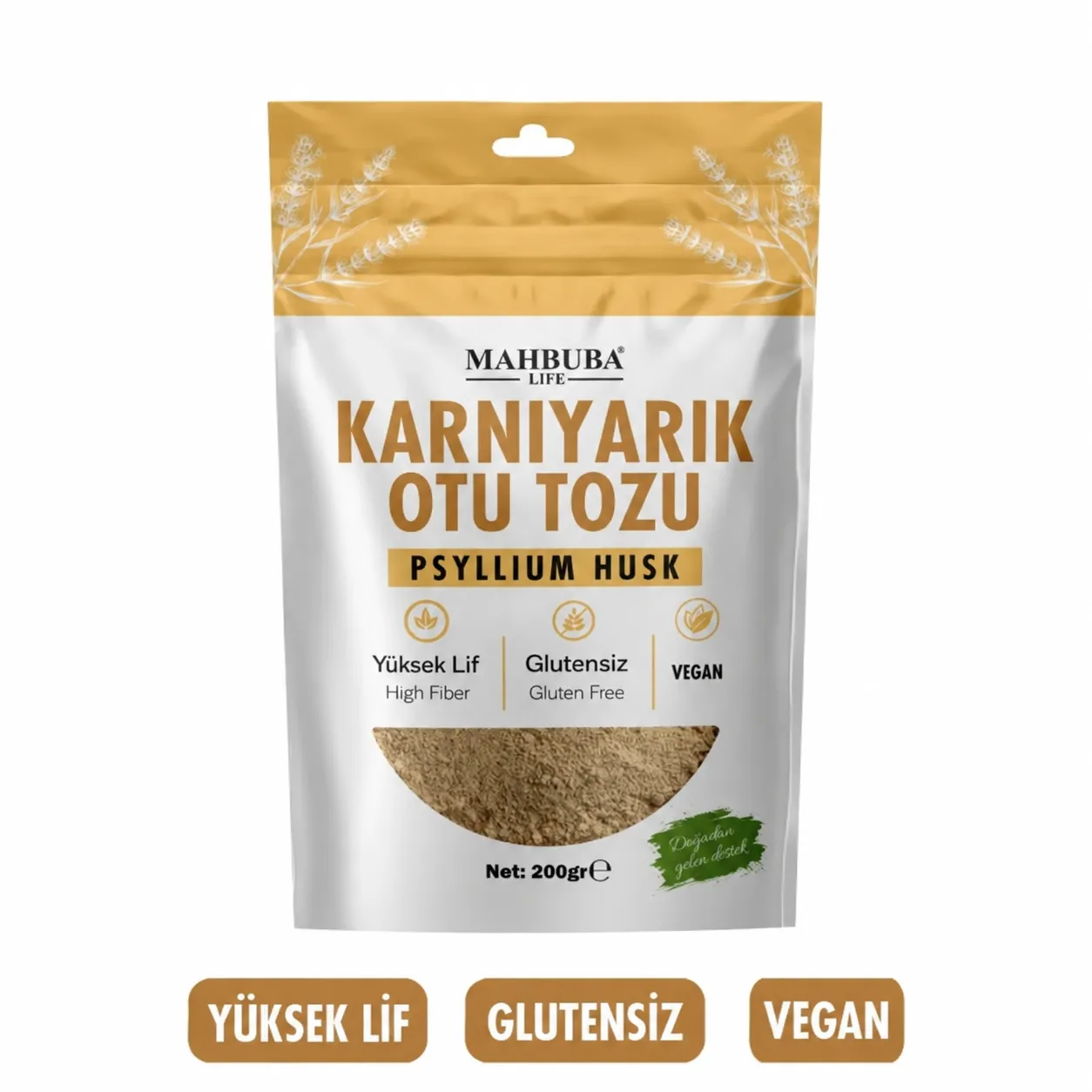 Karnıyarık Otu Tozu (Psyllium Husk) 200 g – Yüksek Lif - Glutensiz - Katkısız