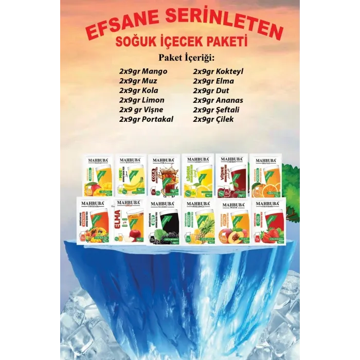 Efsane Serinleten Soğuk Toz İçecek 24 Adet Karışık Meyve Paketleri