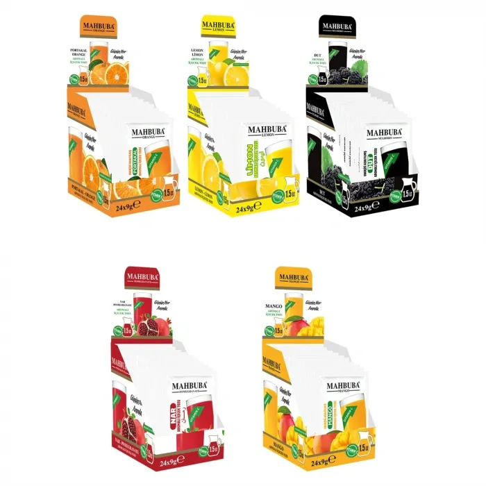 Limon Portakal Dut Mango Nar Aromalı Soğuk Toz İçecek 5x24x9gr