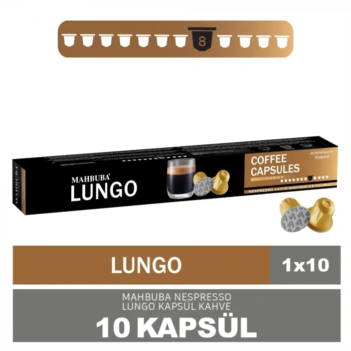 10'lu Lungo Kapsül %100 Arabica Kahve (Nespresso Uyumlu Alüminyum)