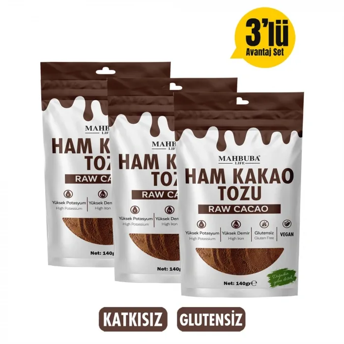 Ham Kakao Tozu 3x140gr - Doğal - Katkısız - Glutensiz