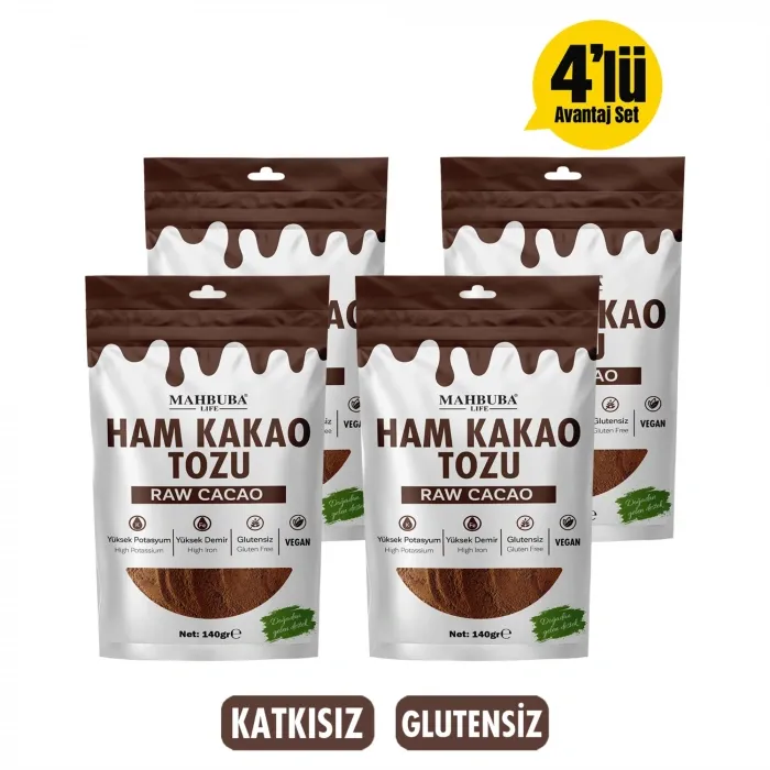 Ham Kakao Tozu 4x140gr - Doğal - Katkısız - Glutensiz