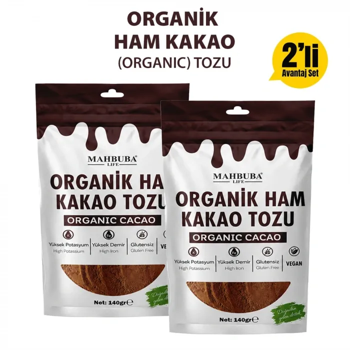 Organik Ham Kakao Tozu 2x140gr - Katkısız - Glutensiz (PESTİSİT KADMİYUM VE AFLATOKSİN ANALİZLİ)