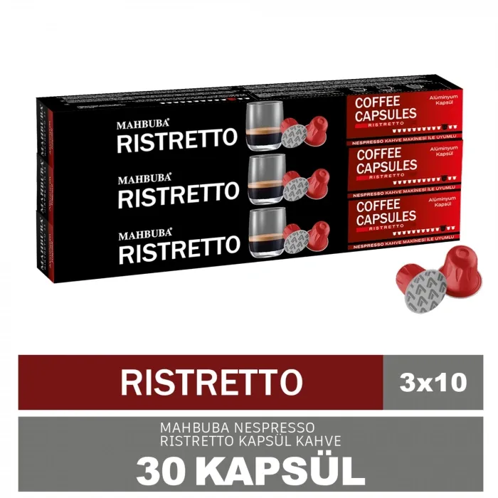 30'lu 3x Ristretto Kapsül %100 Arabica Kahve (Nespresso Uyumlu Alüminyum)