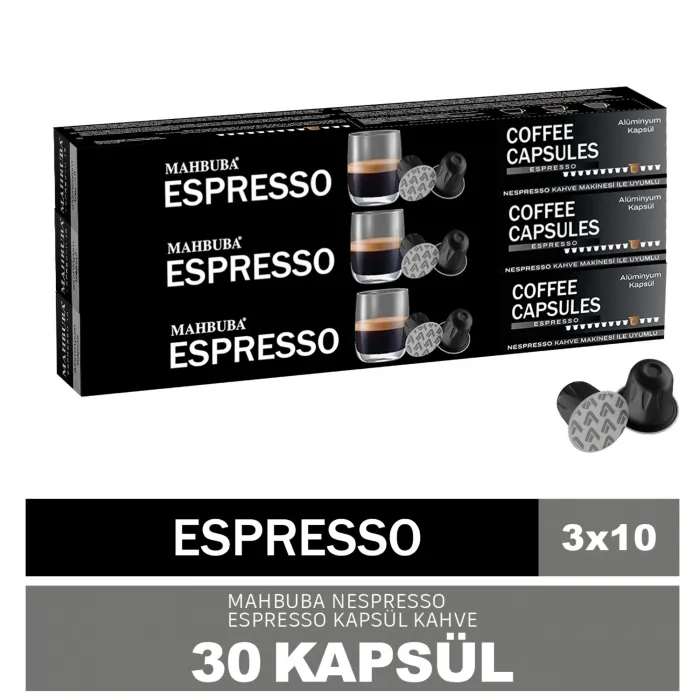 30'lu 3x Espresso Kapsül %100 Arabica Kahve (Nespresso Uyumlu Alüminyum)