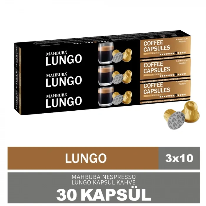 30'lu 3x Lungo Kapsül %100 Arabica Kahve (Nespresso Uyumlu Alüminyum)