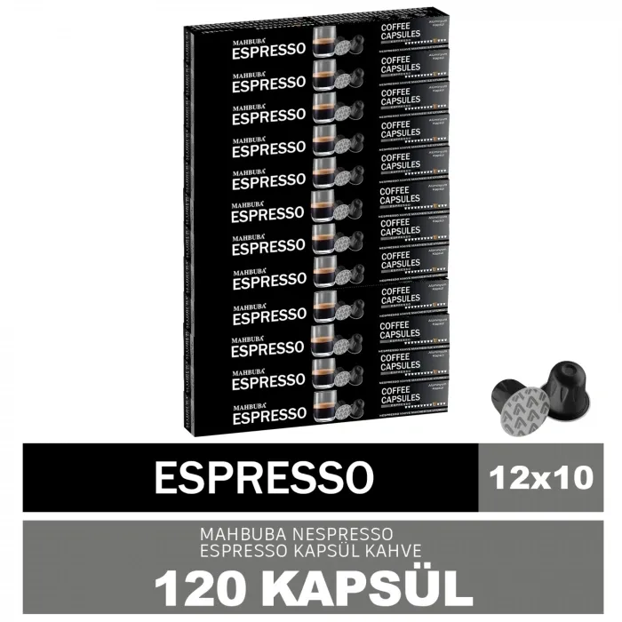 120'li 12x Espresso Kapsül %100 Arabica Kahve (Nespresso Uyumlu Alüminyum)