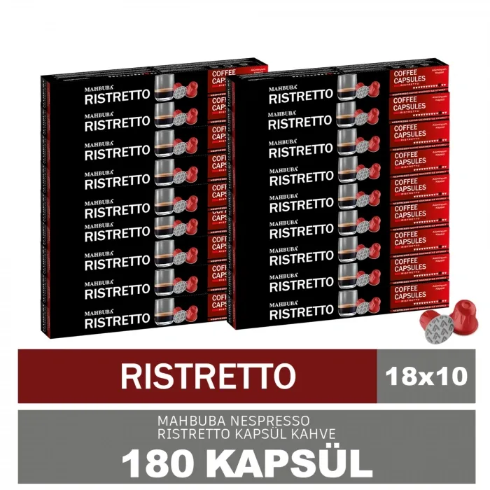 180'li 18x Ristretto Kapsül %100 Arabica Kahve (Nespresso Uyumlu Alüminyum)