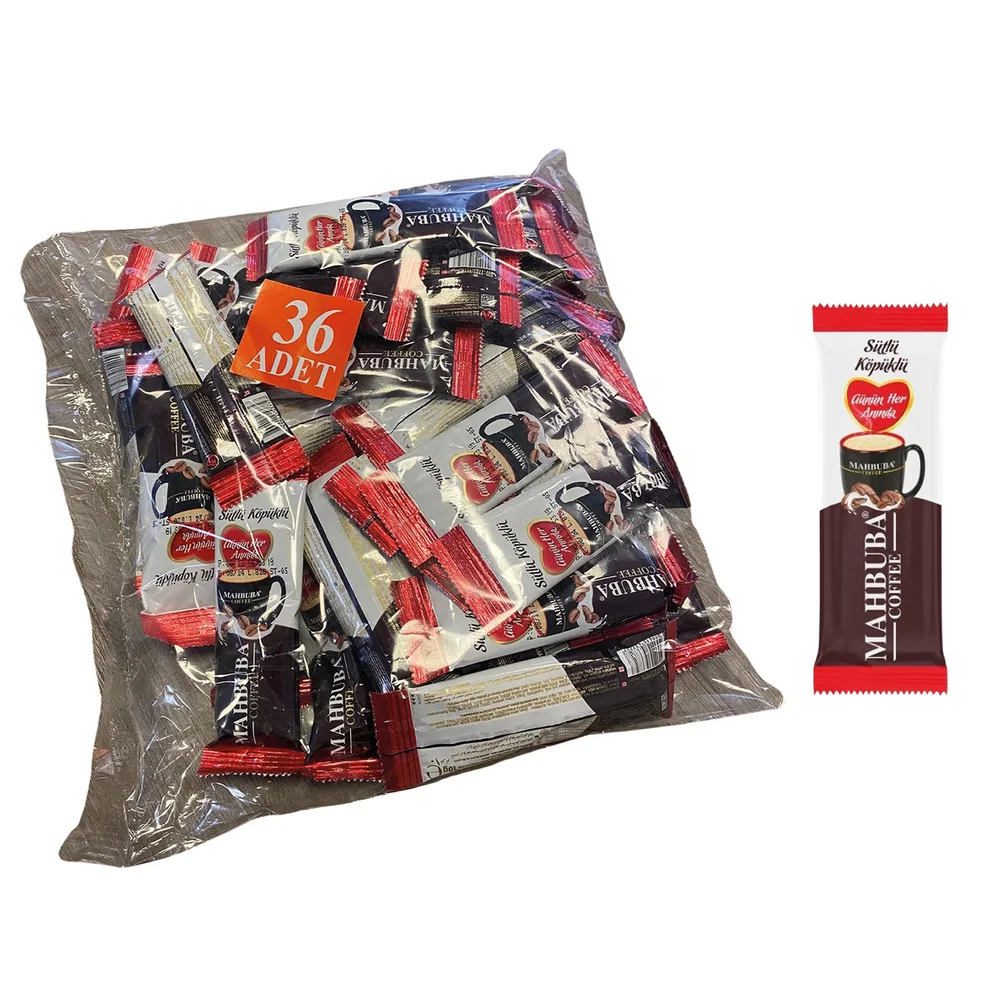 Coffee 3ü1 Arada Sütlü Köpüklü 36x10gr Mini Küçük Boy İkramlık Otobüs Hazır Kahve Poşet