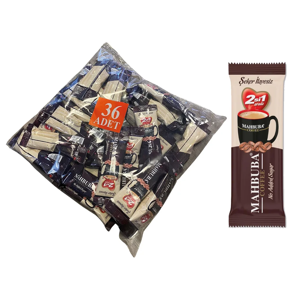 Coffee 2si1 Arada Şekersiz 36x4,5gr Mini Küçük Boy İkramlık Otobüs Hazır Kahve Poşet