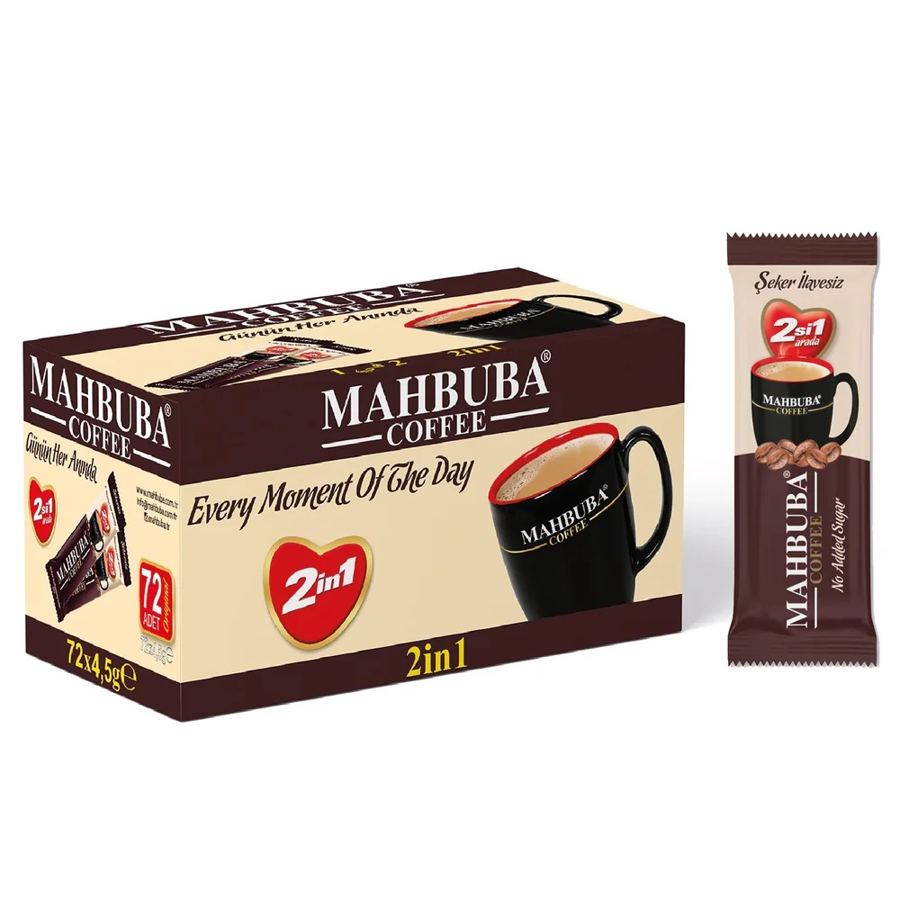 Coffee 2si1 Arada Şekersiz 72x4,5gr Mini Küçük Boy İkramlık Otobüs Hazır Kahve Kutu