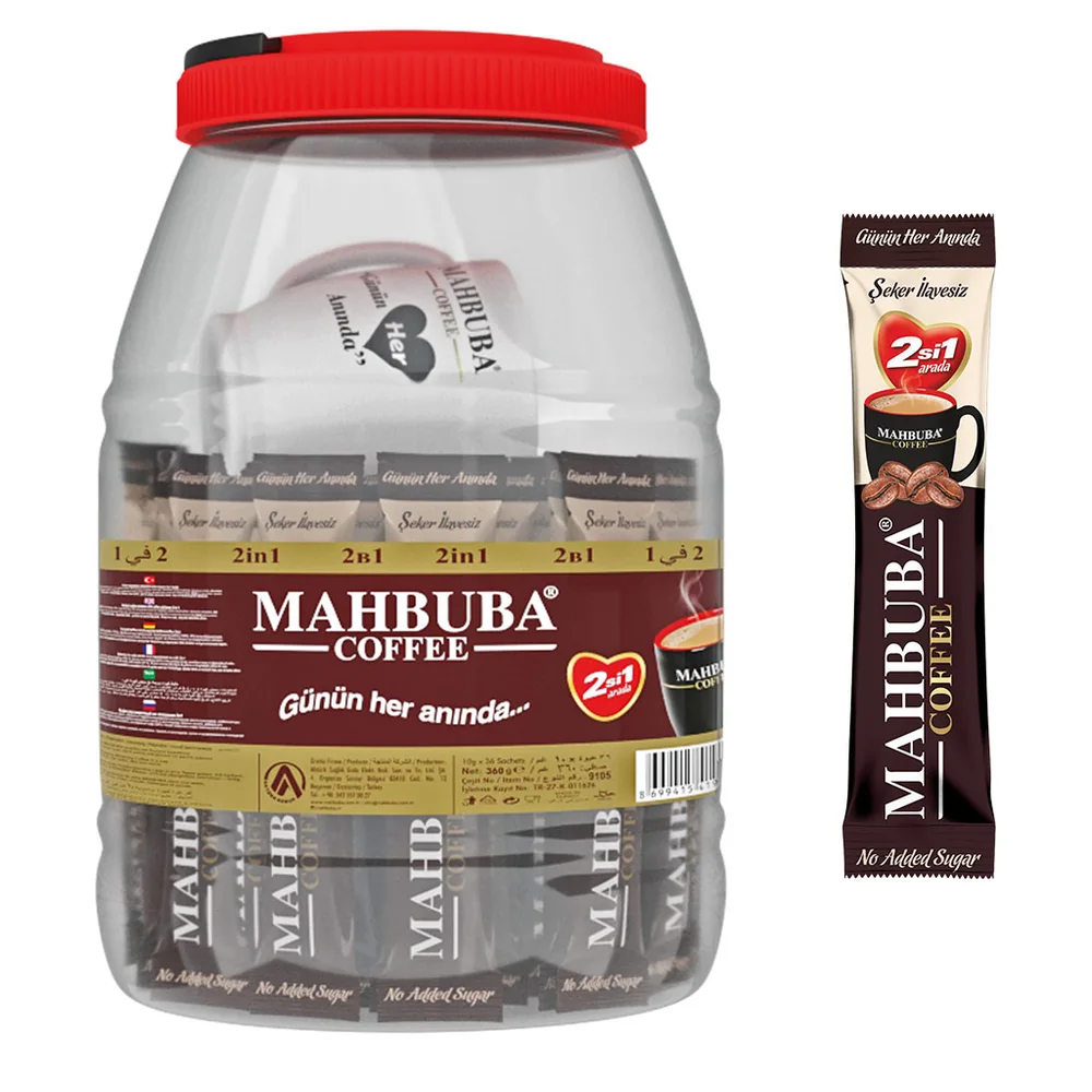 Coffee 2si1 Arada Şekersiz Hazır Kahve Kavanoz 36x10gr +Renkli Kupa Hediyeli