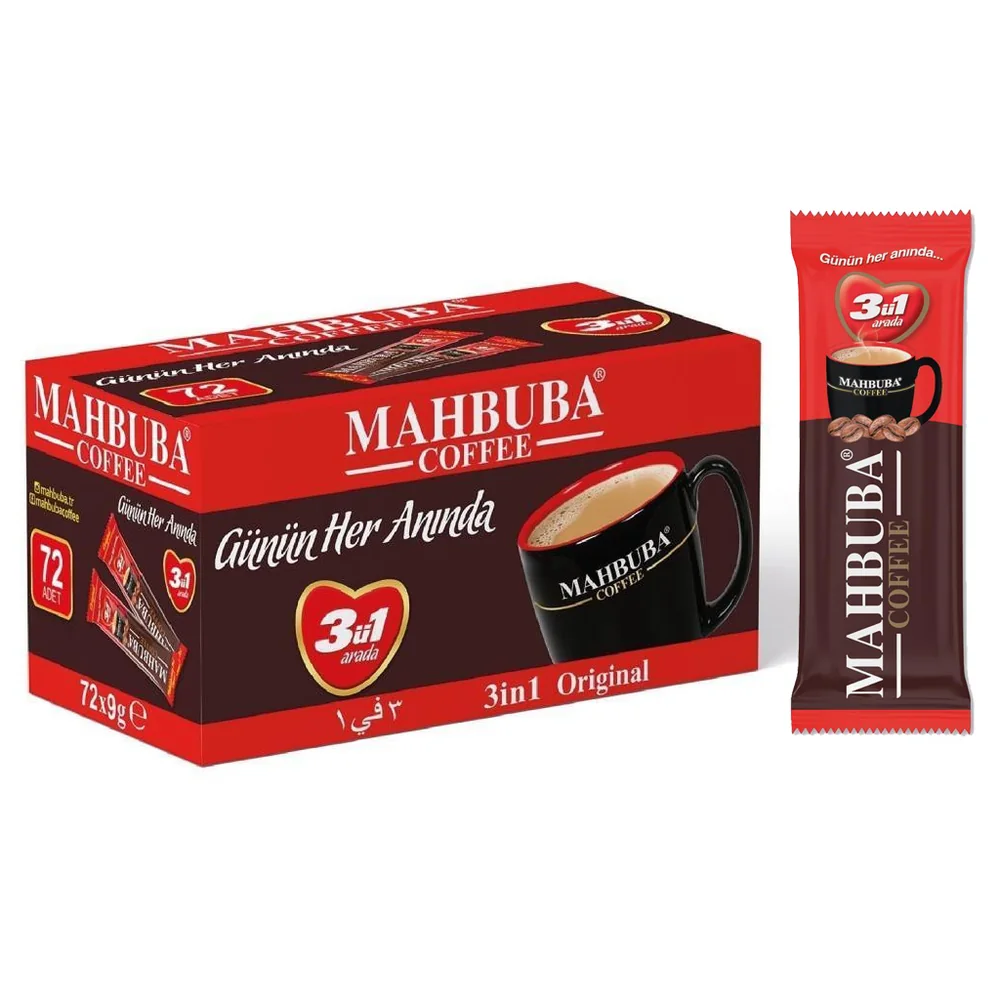 Coffee 3ü1 Arada 72x9gr Mini Küçük Boy İkramlık Otobüs Hazır Kahve Kutu