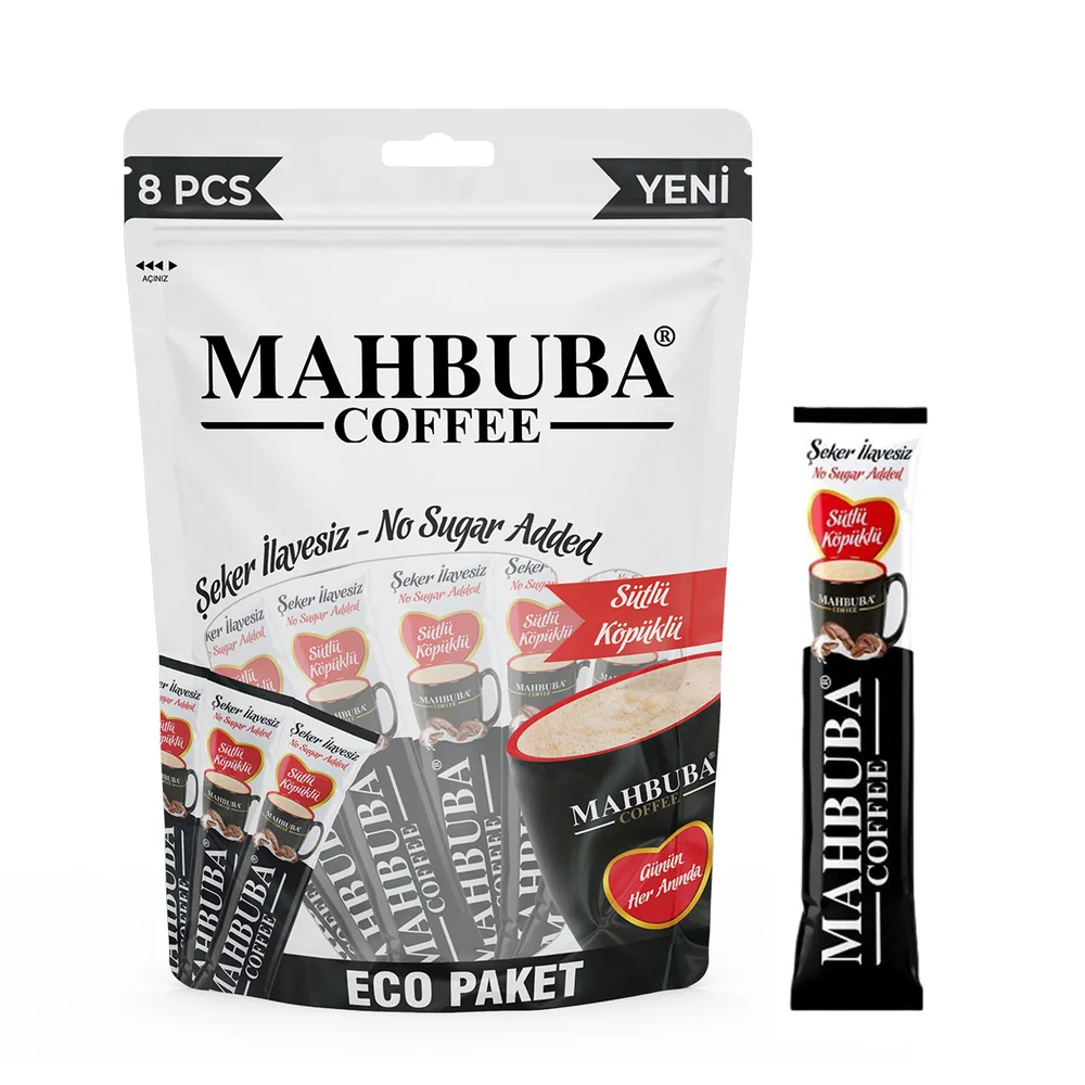 Coffee 2si1 Arada Şekersiz Sütlü Köpüklü Hazır Kahve 8x9,5gr Eco Paket